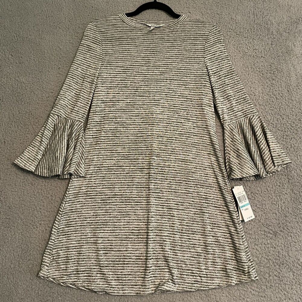 Speechless Junior's Size XS Hacci Mini-Dress Bell Sleeve Stripe NEW